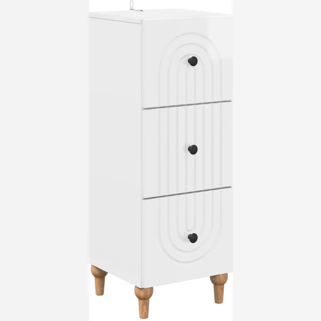 vidaXL Ladekast - 33 - x - 34,5 - x - 90 - cm - Bewerkt - hout - Hoogglans - Wit Hoogglans wit