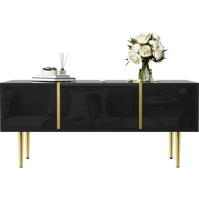 Clruro Salontafel - Modern - 2 Laden en Hoogglans - Modern en Stijlvol Design - MDF - Zwart