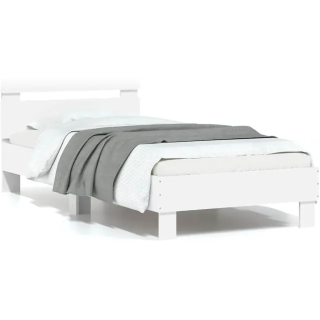 vidaXL Bedframe met hoofdbord en LED-verlichting wit 75x190 cm