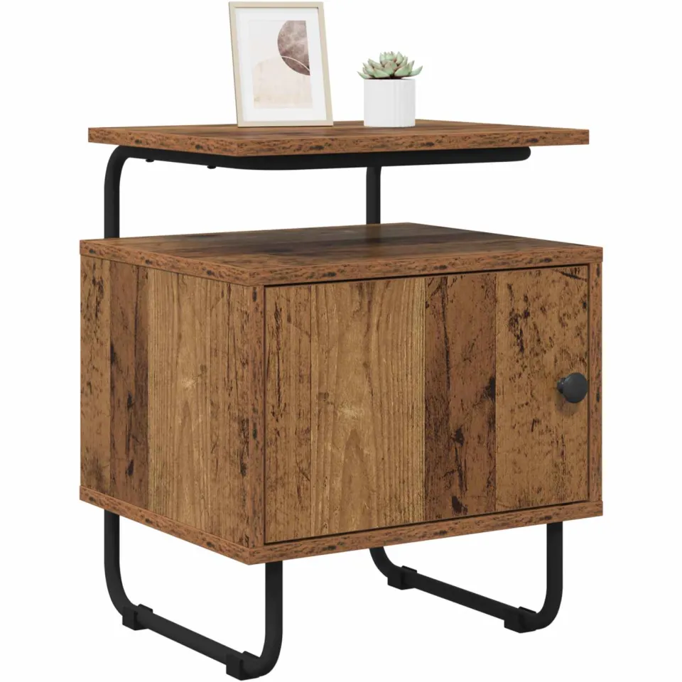 vidaXL Nachtkastje Oud hout 40 x 36,5 x 50 cm Bewerkt hout Bruin