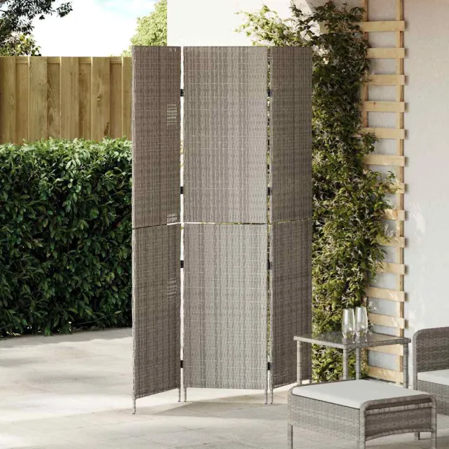 vidaXL Kamerverdeler Grijs 146 x 180 cm poly rattan, foto 2