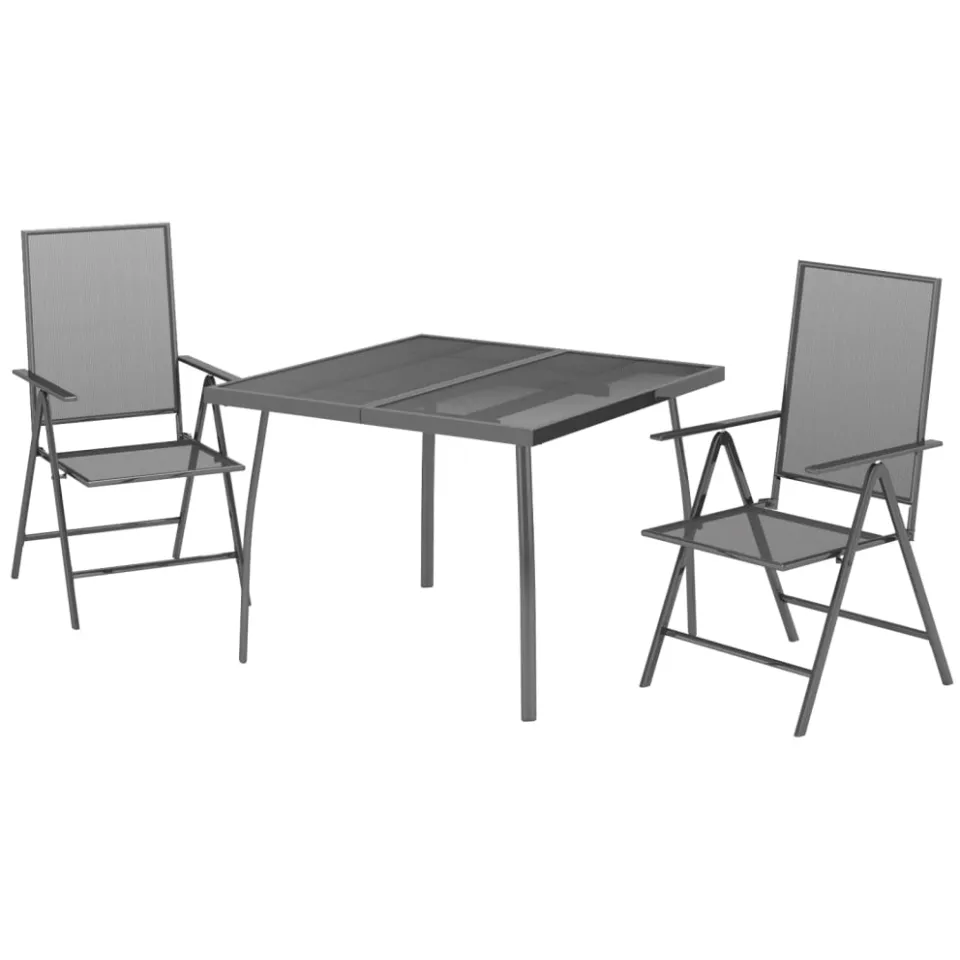 vidaXL 3-delige Tuinset staal antracietkleurig Anthraciet