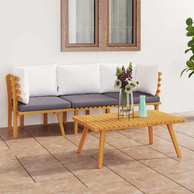 vidaXL 3-delige Loungeset met kussens massief acaciahout bruin, foto 2