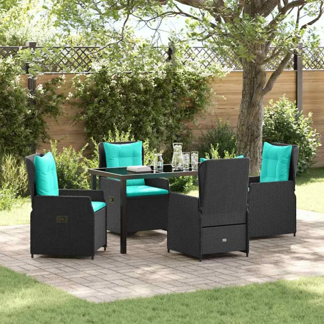 vidaXL Tuin Eetset 5 st Zwart Poly riet, foto 2