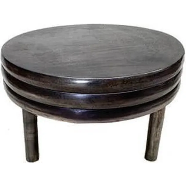 Hoogendam Interiors ijzettafel met robuust pewter (tin/nikkelkleurig) blad L 234030212 Rustiek bruin