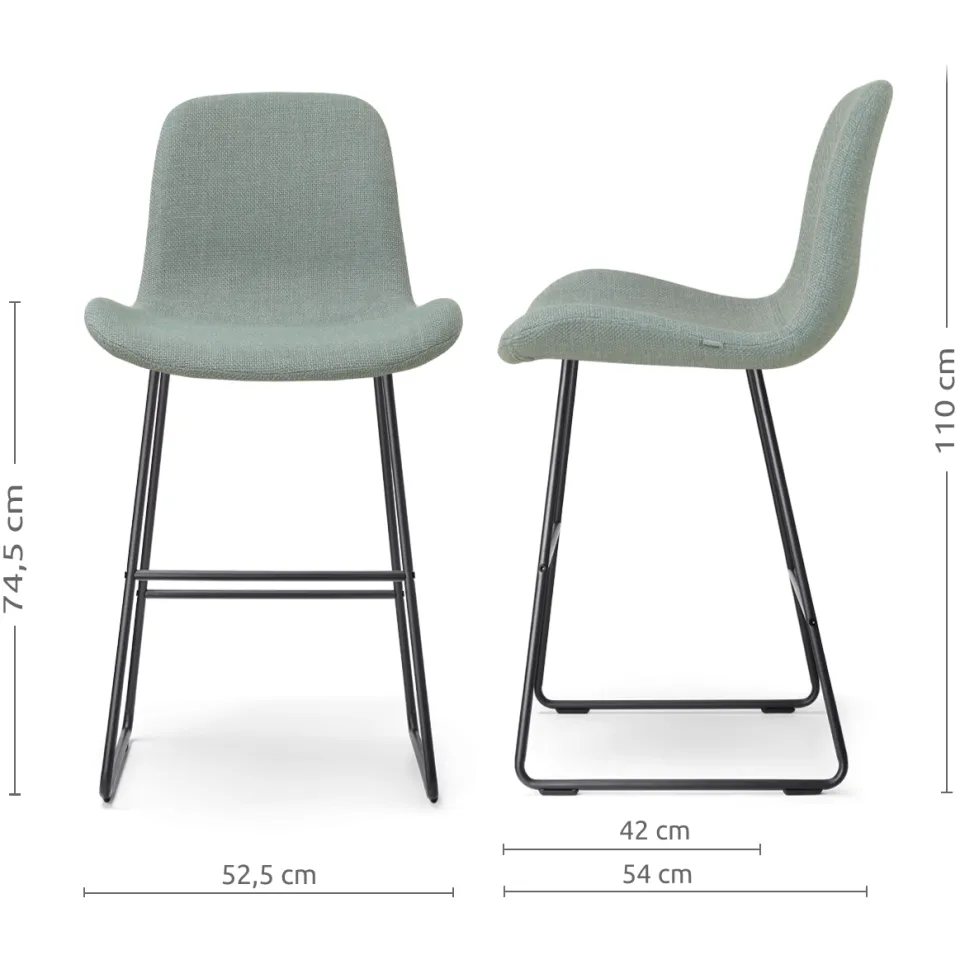 Nolon Nino-Fé barkruk saliegroen - zwart onderstel - 75 cm, foto 2