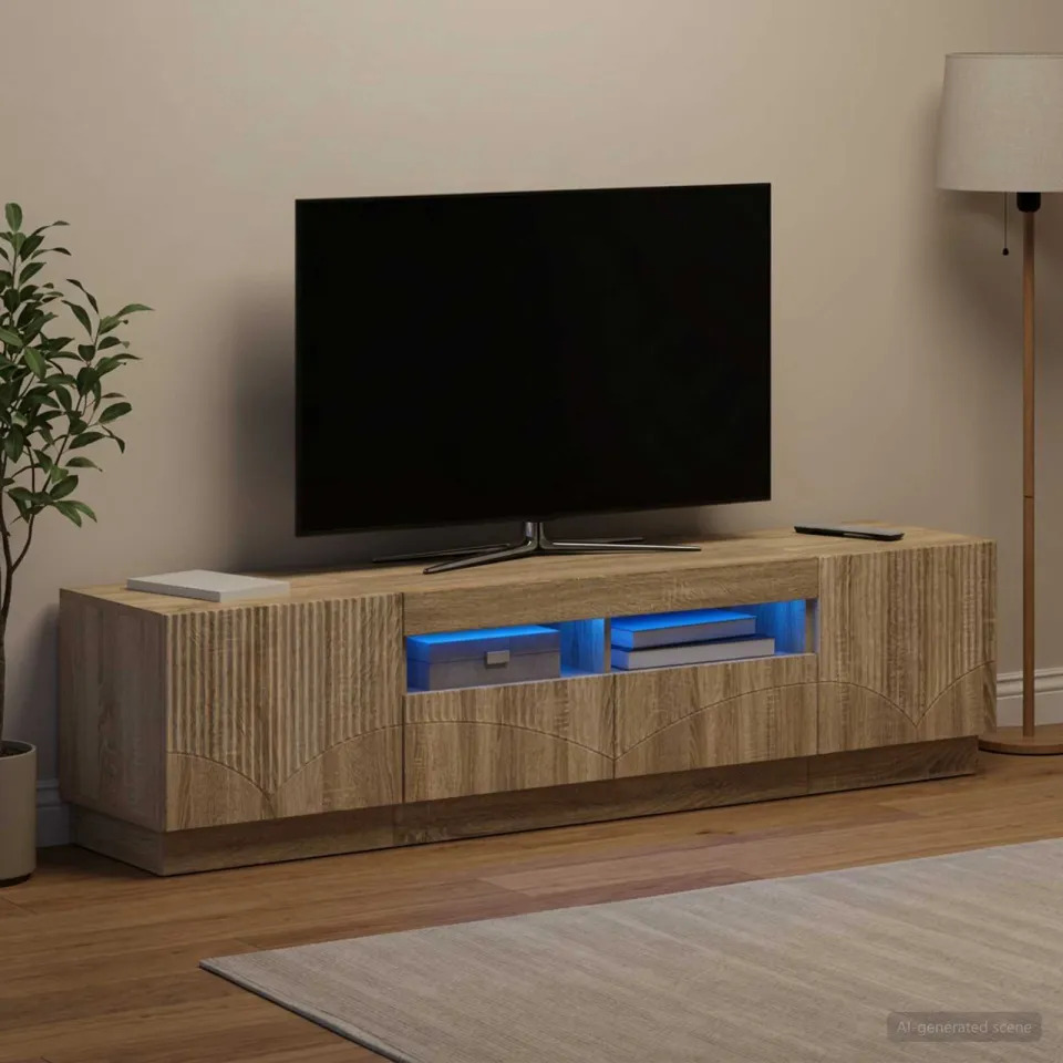 vidaXL LED tv-meubel HOORN 3 st Sonoma Eiken Bewerkt hout, foto 3