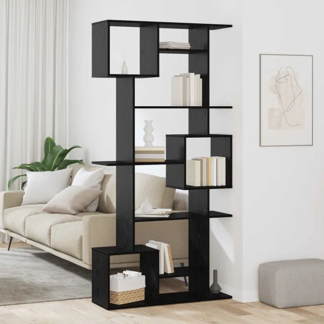 vidaXL Boekenkast 9-laags 92 x 29 x 188 cm Bewerkt hout Zwart Eiken, foto 2