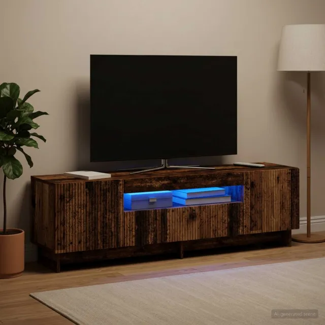 vidaXL LED tv-meubel EDE 153 x 35 x 43 cm Oud hout Bewerkt hout bruin, foto 2