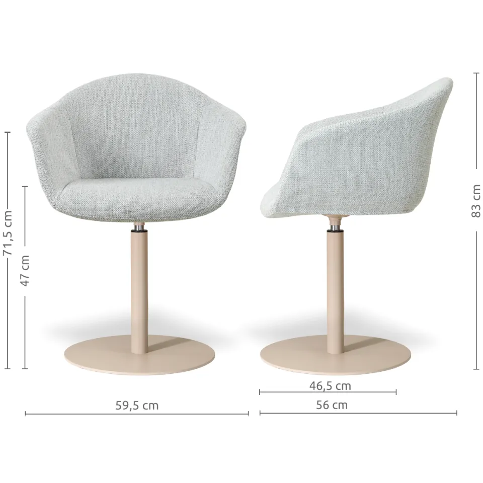 Nolon Niva-Otis draaibare tulp eetkamerstoel grijs melange - beige onderstel, foto 3