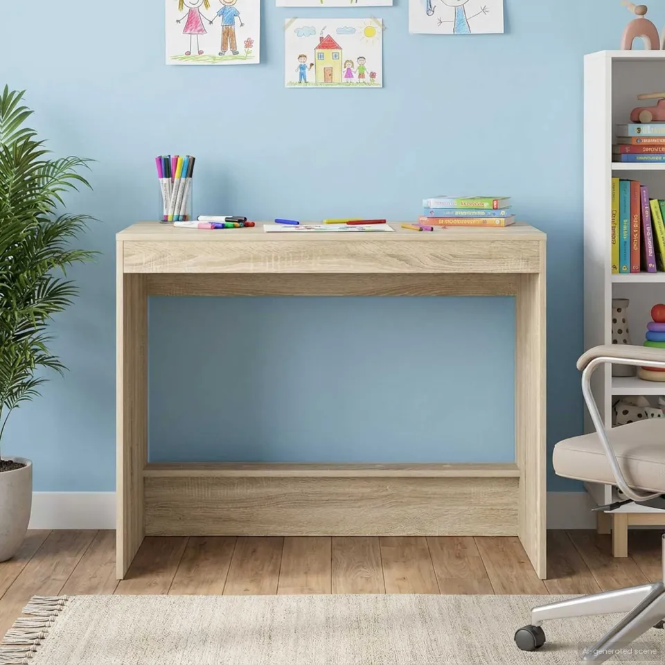 vidaXL Bed Bureau Sonoma Eiken Bewerkt hout 100 x 45 x 75 cm, foto 4