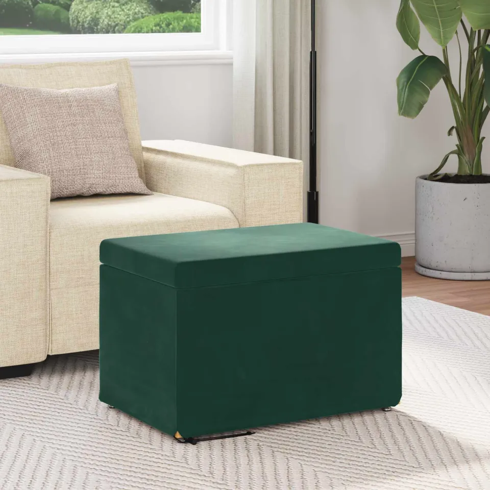 vidaXL Kruk Donkergroen 61 x 41 x 40 cm Velvet en Gefabriceerd Hout groen, foto 3