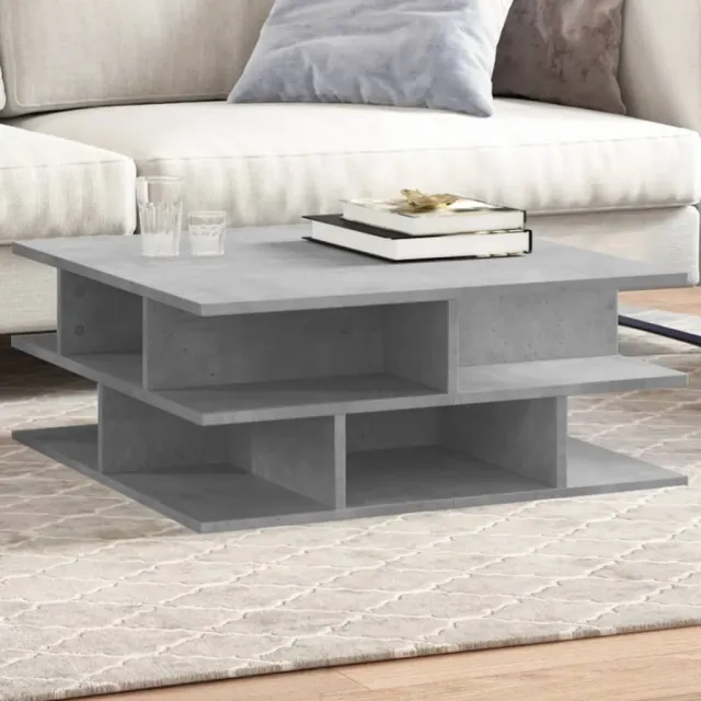 vidaXL Salontafel 70x70x29 cm bewerkt hout betongrijs grijs, foto 2