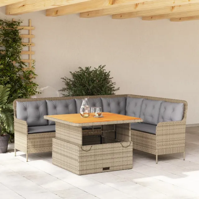 vidaXL 2-delige Loungeset met kussens poly rattan beige, foto 2