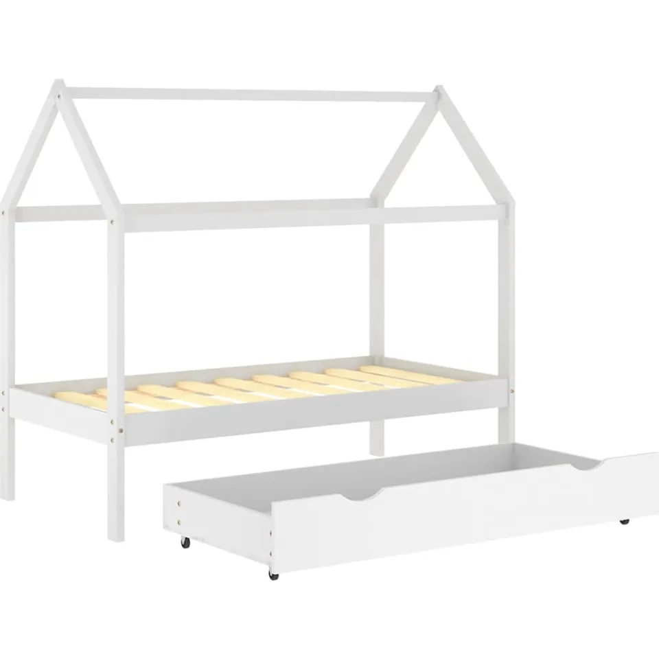 vidaXL Kinderbedframe met lade massief grenenhout wit 80x160 cm, foto 4