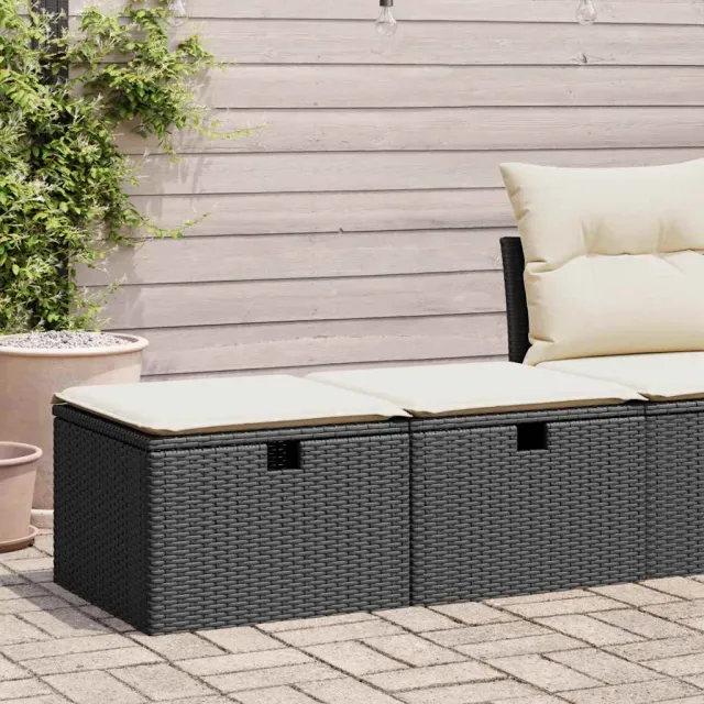 vidaXL 2-delige Loungeset met kussens poly rattan acacia zwart