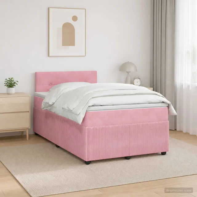 vidaXL Boxspringbed met matras Roze 120 x 200 cm Fluweel