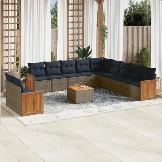 vidaXL 12-delige tuinbankset met kussens, grijs polyrotan, foto 2