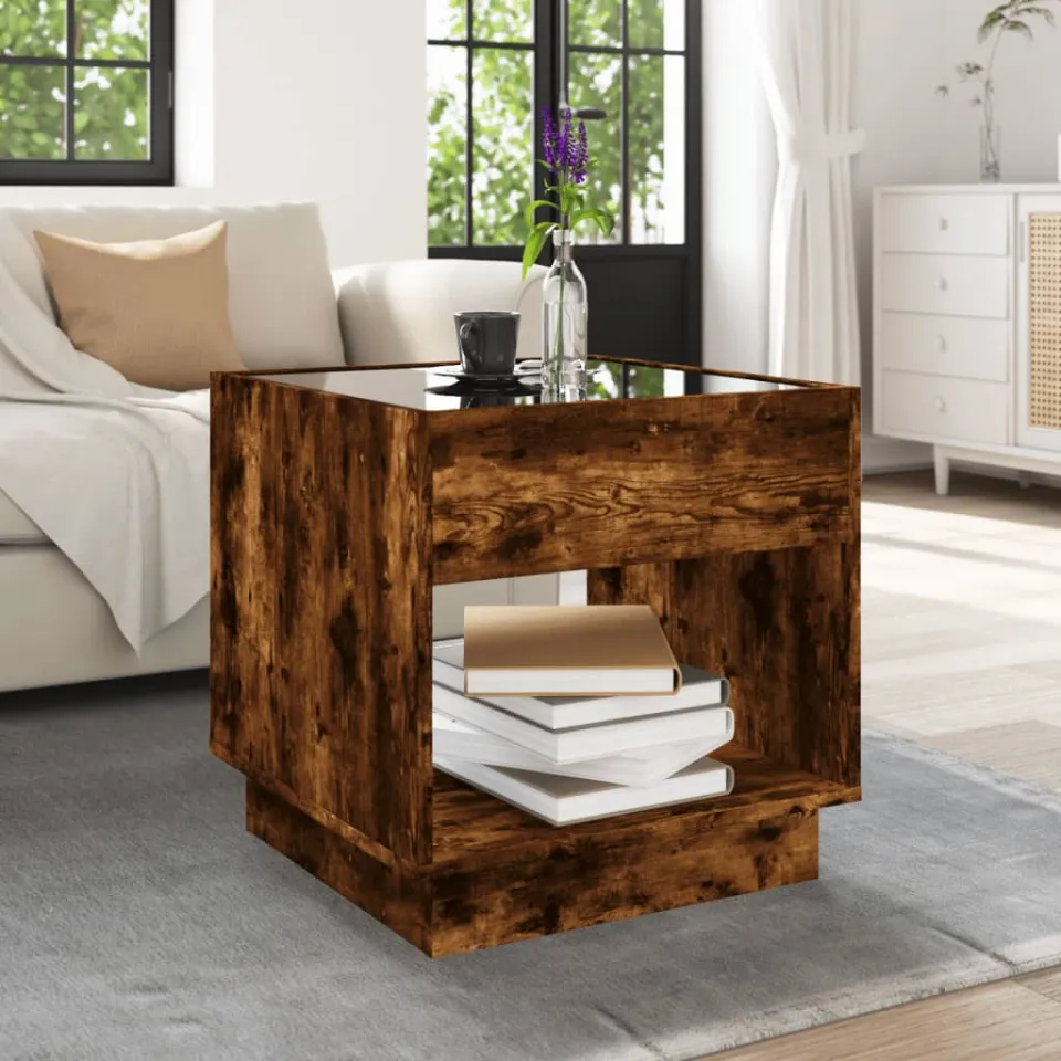 vidaXL Salontafel met Infinity LED 50x50x50 cm gerookt eikenkleurig, foto 3