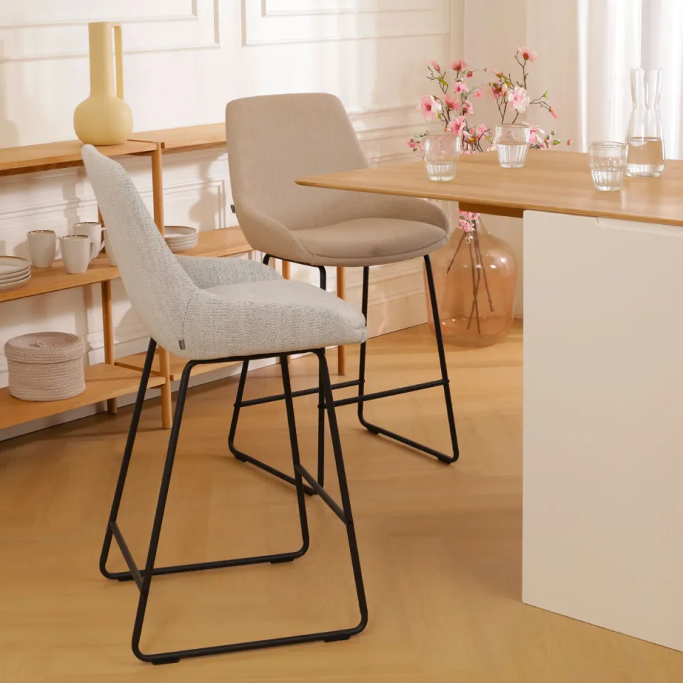 Nolon Nino-Isa barkruk beige gemêleerd - zwart onderstel - 65 cm, foto 2