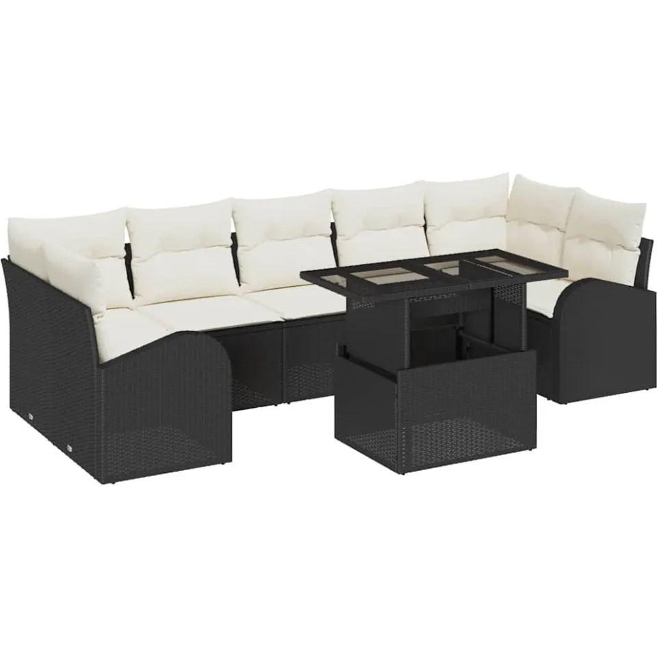vidaXL Tuin Sofa Set 8 st Zwart poly rattan