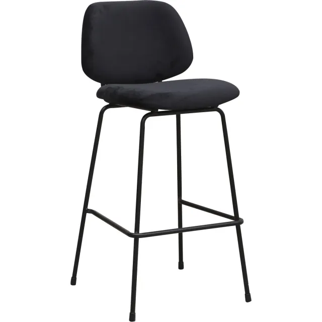 LABEL51 Bello Barkruk - Zwart - Velvet - Hoog - Kruk
