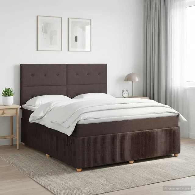 vidaXL Boxspringbed met matras Donkerbruin 140 x 190 cm Stof