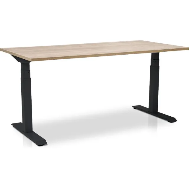 Multi Ratio Zit-sta bureau elektrisch verstelbaar - MRC PRO-L 2.0 NEN-EN 527 | 160 x 80 cm | frame zwart - blad midden eiken | memory functie met 4 standen | 150kg draagvermogen Zwart frame