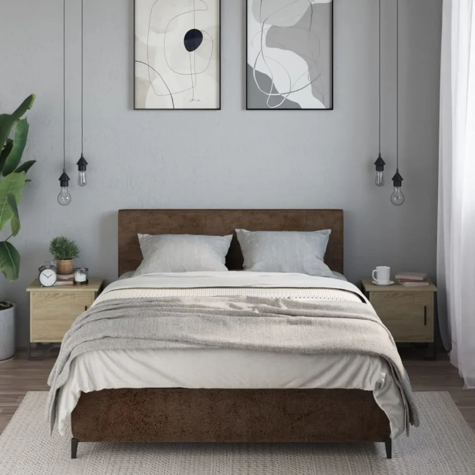 vidaXL Nachtkastjes 2 st 40x30x40 cm spaanplaat sonoma eikenkleurig, foto 3