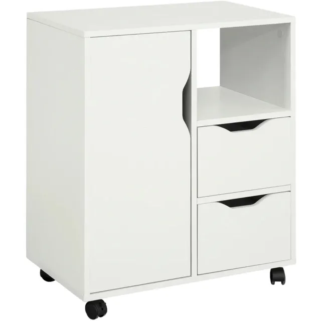 Happiq Printertafel - Voor Kantoor of Thuis - Met 2 Lades en Deurmap - Wit