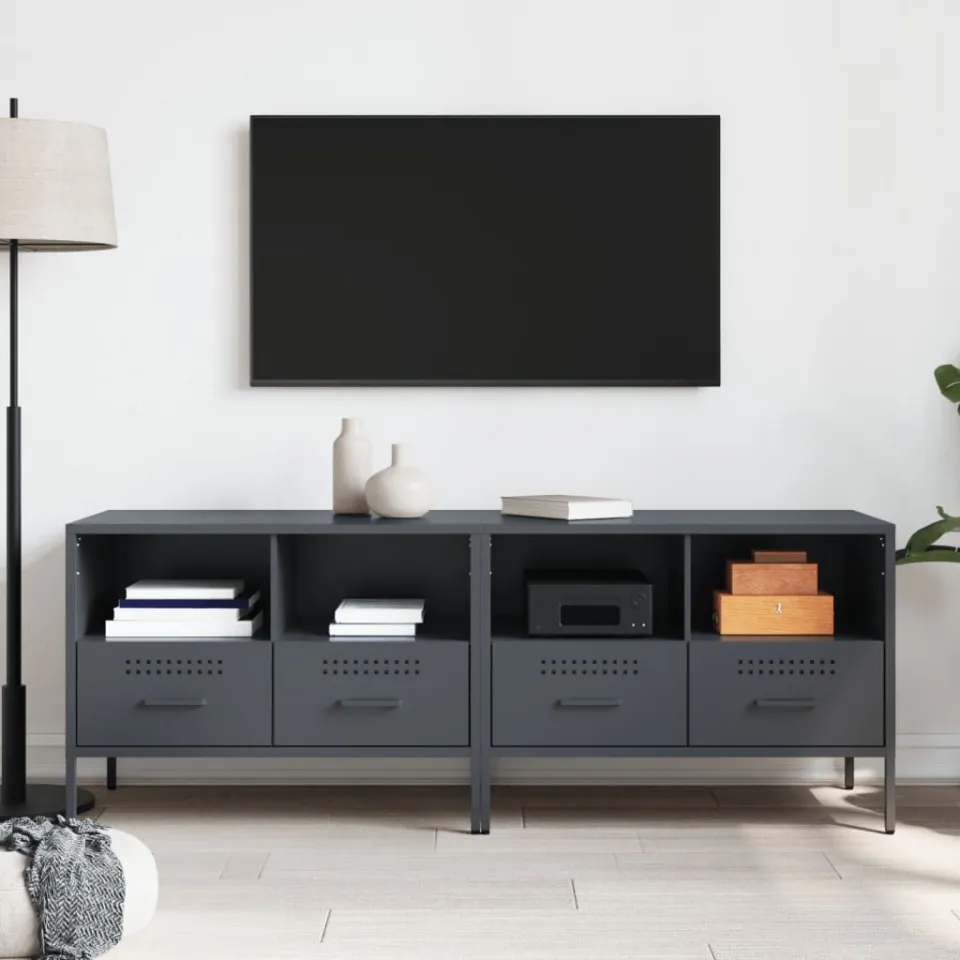 vidaXL Tv-meubelen 2 st 68x39x50,5 cm staal antracietkleurig, foto 3