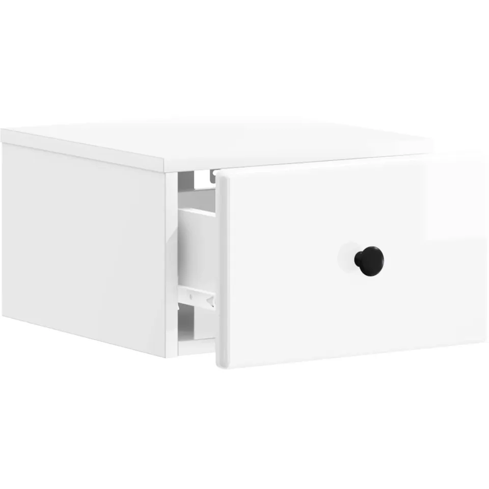 vidaXL Wandbeugel Bedkast Hoogglans Wit 34,5 x 33 x 20 cm Bewerkt hout, foto 4