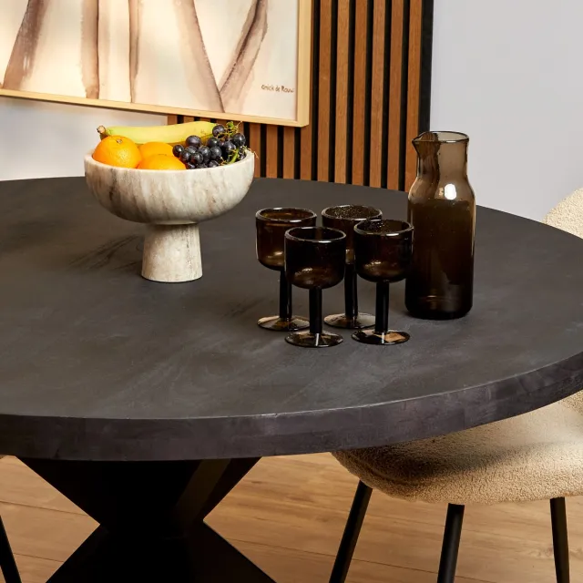 Starfurn Eetkamertafel Milan - Eettafel rond - Eettafel zwart 150 cm