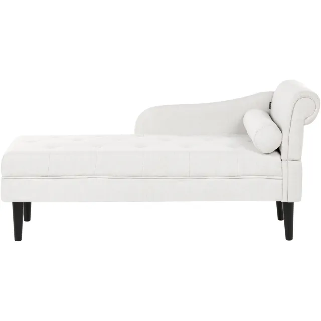 Beliani YVOIRE - Chaise longue - Off-white - Rechtszijdig - Stof Wit