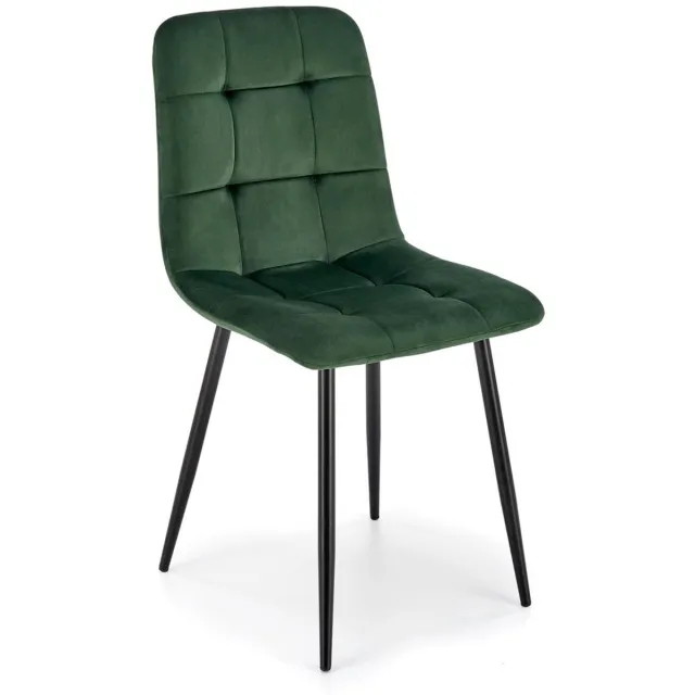 Halmar Eetkamerstoel - Velvet - Donkergroen - Zwart Staal Donkergroen;Zwart