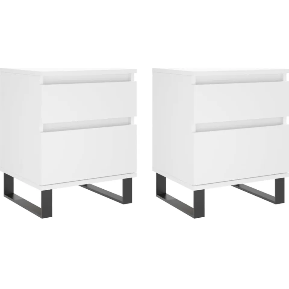 vidaXL Nachtkastjes 2 st 40x35x50 cm bewerkt hout wit, foto 3