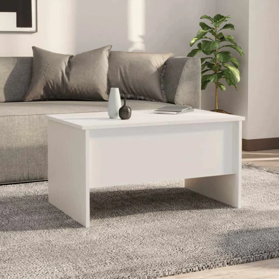 vidaXL Salontafel 80x50x42,5 cm bewerkt hout hoogglans wit