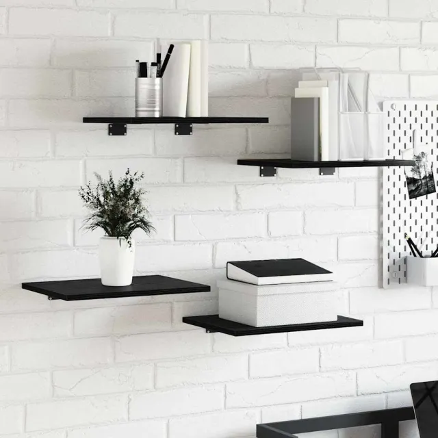 vidaXL Boekenplank Bord 3-laags 4 st 40 x 30 x 1,5 cm Bewerkt hout zwart, foto 2