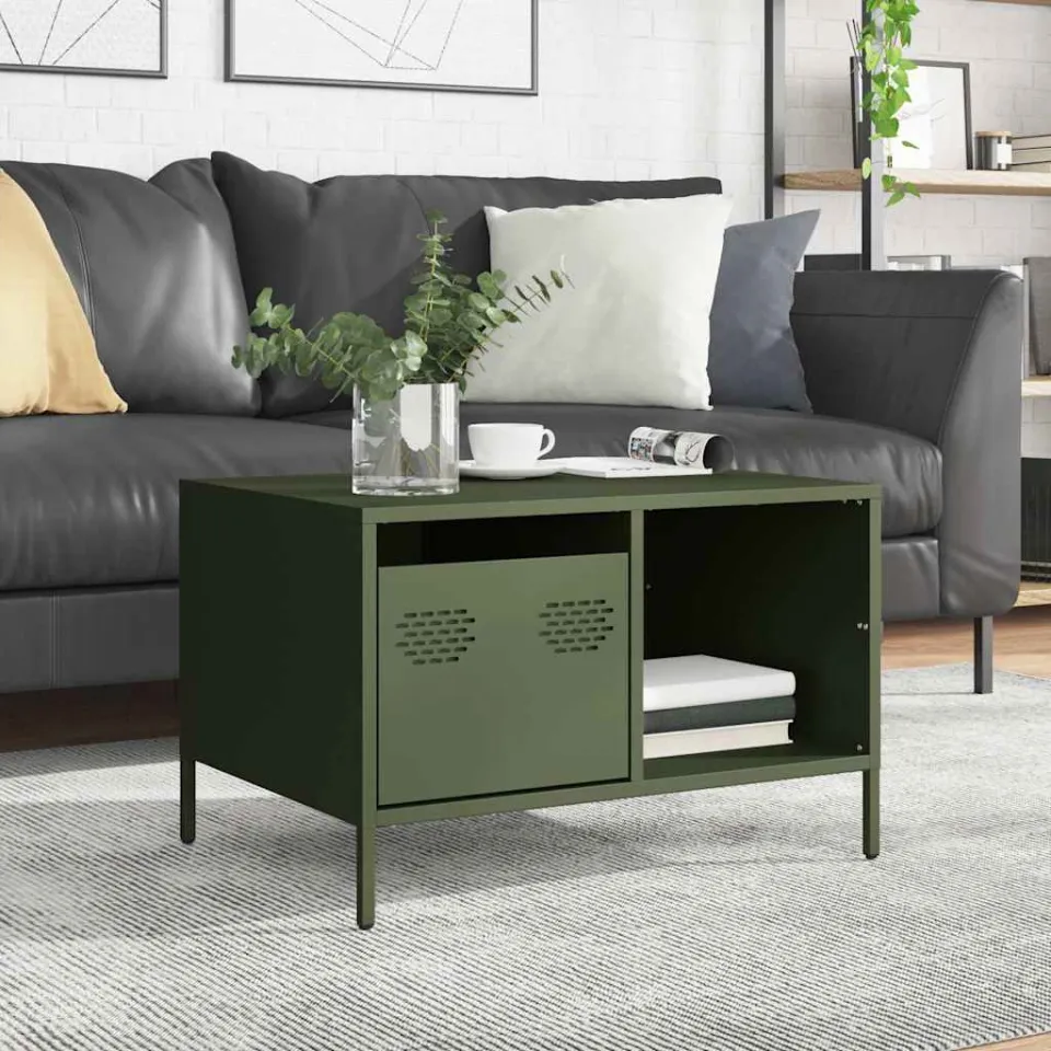 vidaXL Salontafel 68,5x50x43,5 cm koudgewalst staal olijfgroen, foto 2
