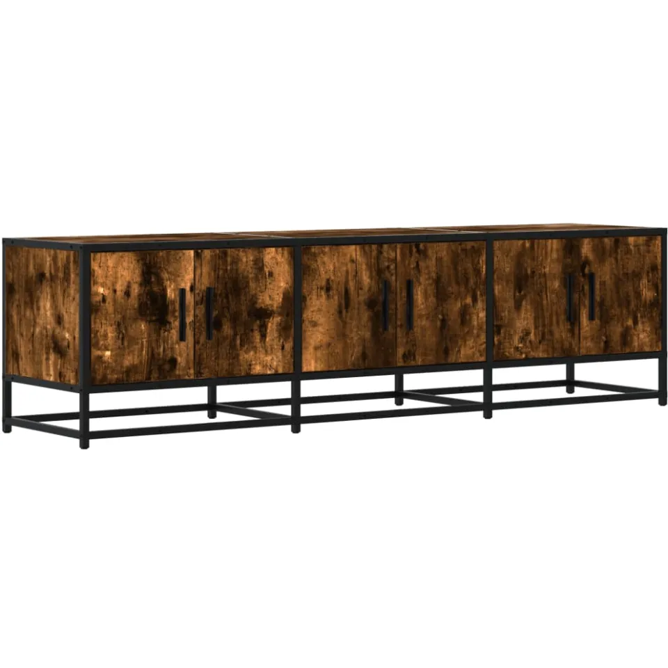 vidaXL Tv-meubel 150x35x41 cm bewerkt hout metaal gerookt eikenkleurig, foto 3