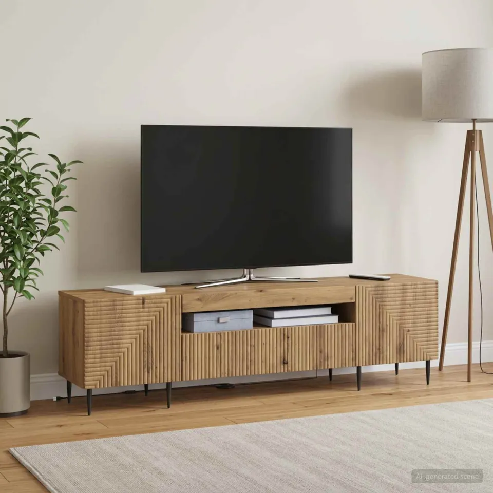 vidaXL LED tv-meubel HAARLEM 153 x 35 x 43 cm Artisanaal eiken, foto 4