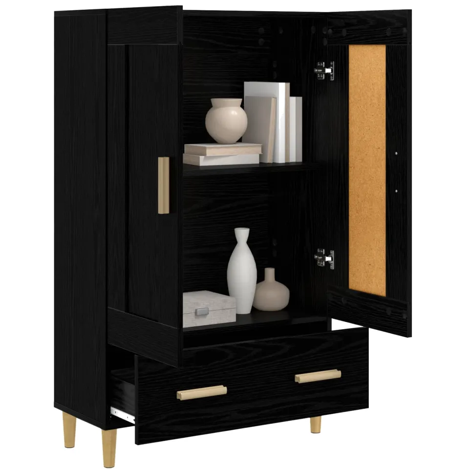vidaXL Hoge kast Zwart eiken 70 x 31 x 115 cm Bewerkt hout