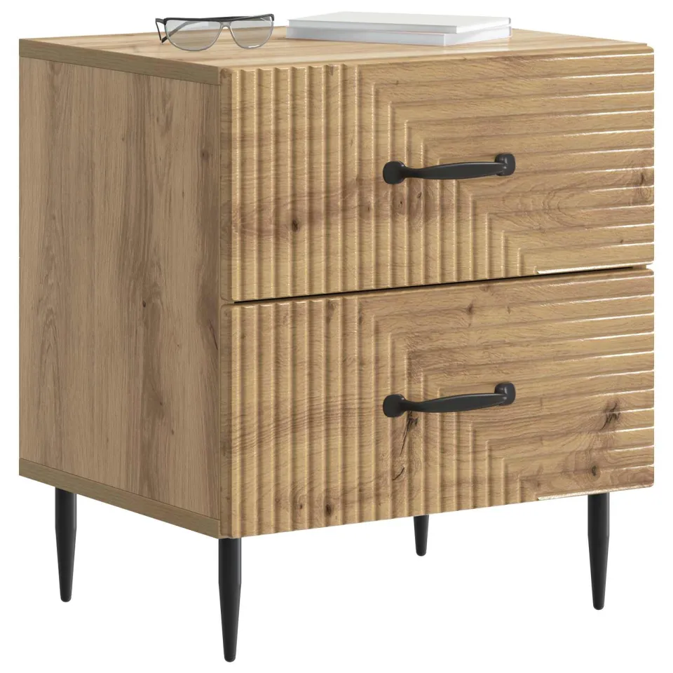 vidaXL Nachtkastje 2 st Artisanaal eiken 43 x 34,5 x 47,5 cm Bruin