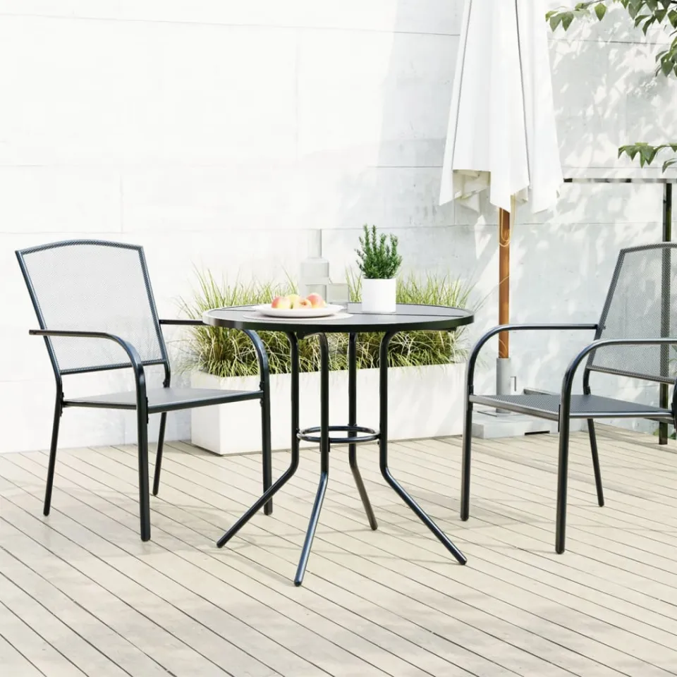 vidaXL Terrastafel rond Ø80x72,5 cm gepoedercoat staal antracietkleur, foto 3