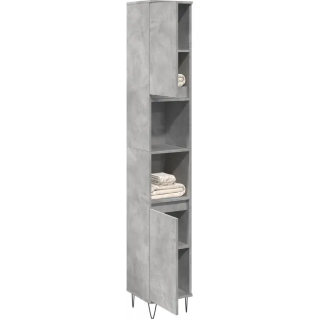 vidaXL Badkamerkast 30x30x190 cm bewerkt hout betongrijs