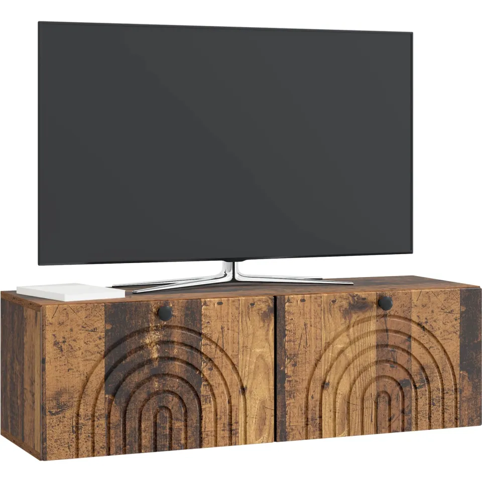 vidaXL Wandbeugel TV-kast Oud hout 98 x 31 x 30 cm Bewerkt hout bruin, foto 3