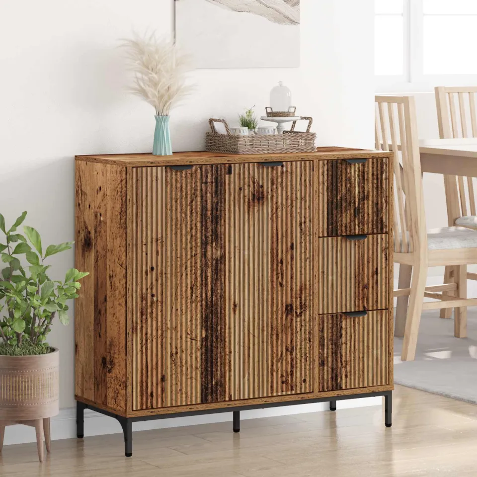 vidaXL Dressoir Oudhout 89,5 x 33 x 82 cm Bewerkt hout bruin, foto 4
