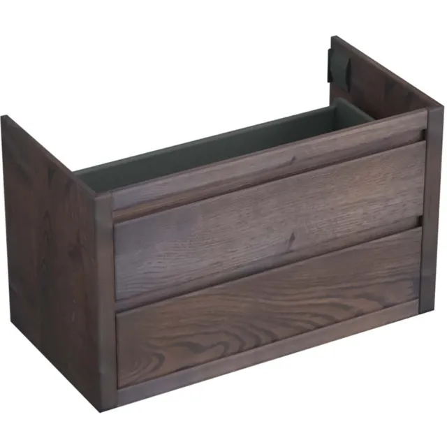Forzalaqua Onderkast Forzalaqua Gela 2.0 100x51x60 Cm 2 Softclose Lades Eiken Charcoal Bruin
