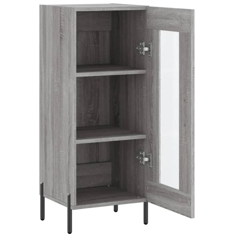 vidaXL Dressoir 34,5x34x90 cm bewerkt hout grijs sonoma eikenkleurig, foto 4