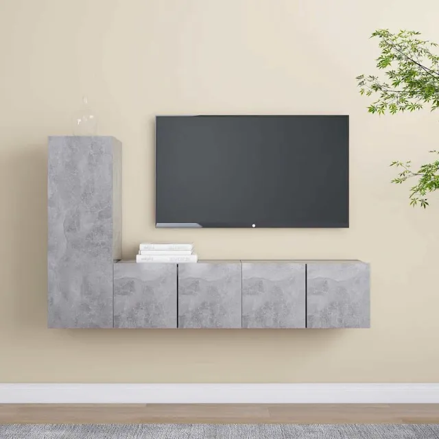 vidaXL 3-delige Tv-meubelset bewerkt hout betongrijs grijs, foto 2